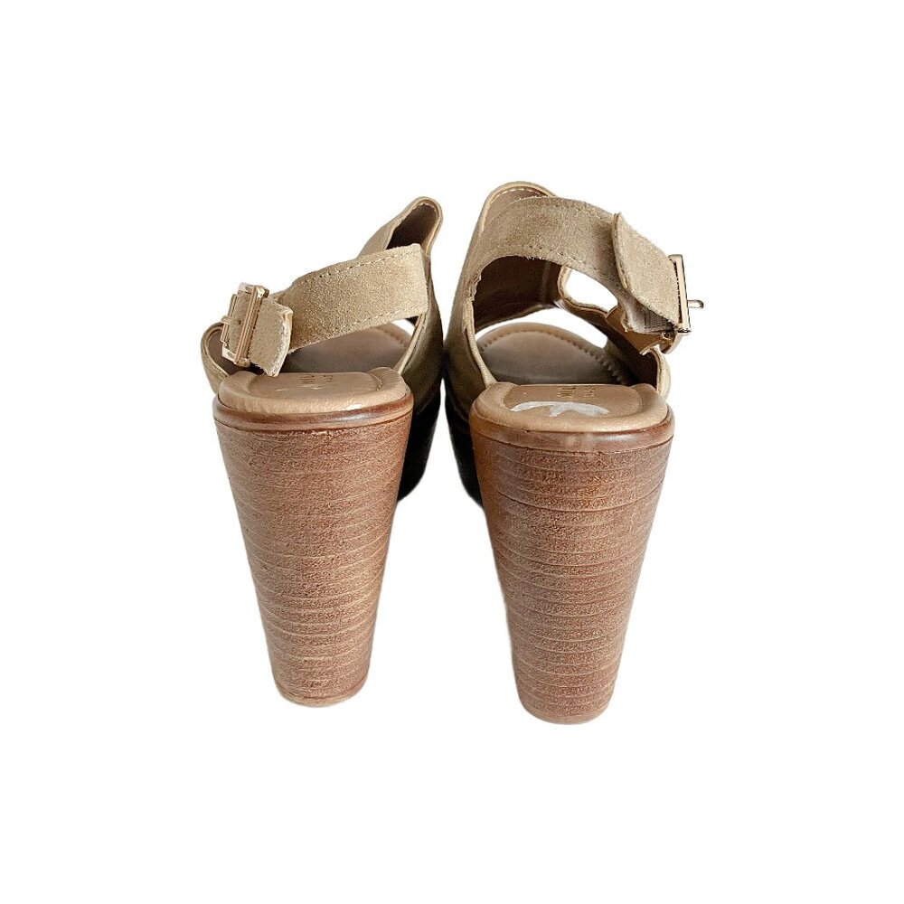 Mika Paoli Tan Suede Leather Wedge Sandles Size 6 - Picture 3 of 8